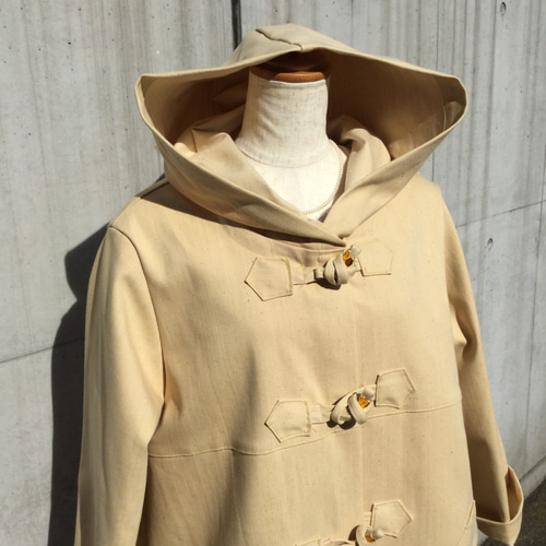 クリームイエローのデニムのダッフルコート コート yokoyoko