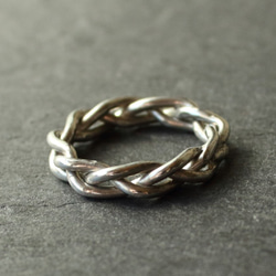 ◆錫 (スズ) × silver リング【Braid Tin Ring】 2枚目の画像