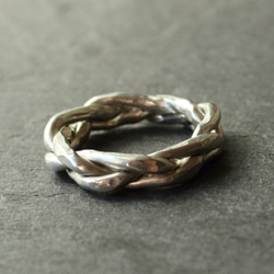 ◆錫 (スズ) × silver リング【Braid Hammered Tin Ring】 3枚目の画像