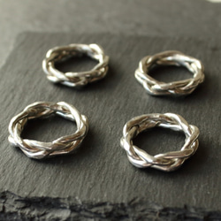 ◆錫 (スズ) × silver リング【Braid Hammered Tin Ring】 4枚目の画像