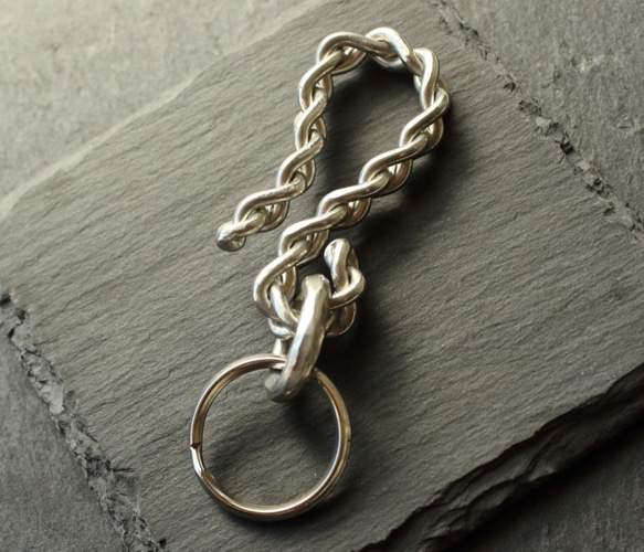 ◆錫 (スズ) × silver キーチェーン【Braid Tin Keychain 】 1枚目の画像