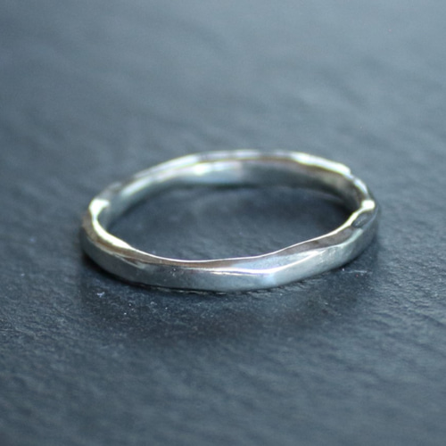 ◇錫 (スズ) × silver リング【Line Hammered Tin Ring 】刻印