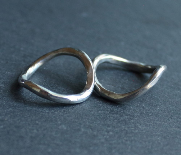 ◆錫×銀戒指【線錘錫戒指變形】 第2張的照片