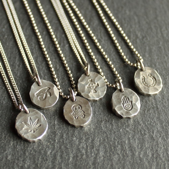 ◆錫 (スズ) × silver ネックレス【Stamped Tin Necklace #Mirium】 6枚目の画像