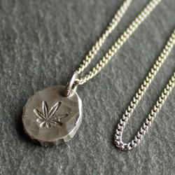 ◆錫 (スズ) × silver ネックレス【Stamped Tin Necklace #Hemp】 1枚目の画像