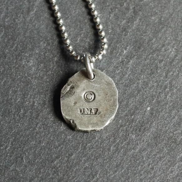 ◆錫 (スズ) × silver ネックレス【Stamped Tin Necklace #Hemp】 3枚目の画像