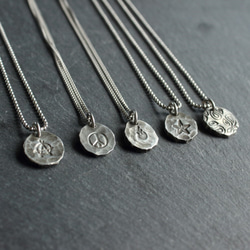 ◆錫 (スズ) × silver ネックレス【Stamped Tin Necklace #Paisley】 6枚目の画像