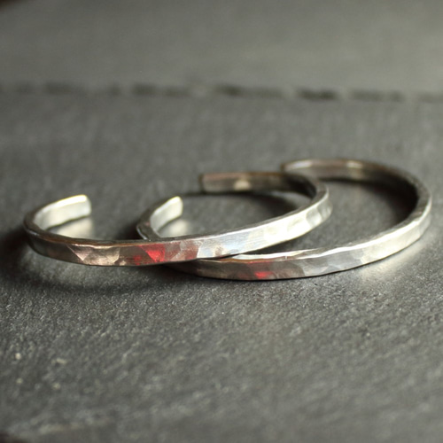 ヴィンテージ　シルバー　バングル　silver刻印 錫 (スズ) × silver バングル【Narrow Plate Tin Bangle 】刻印