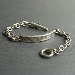 -特集掲載- ◆錫 (スズ) × silver ブレスレット【 ID Chain Bracelet -AZUKI- 】 1枚目の画像