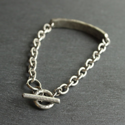 -特集掲載- ◆錫 (スズ) × silver ブレスレット【 ID Chain Bracelet -AZUKI- 】 3枚目の画像