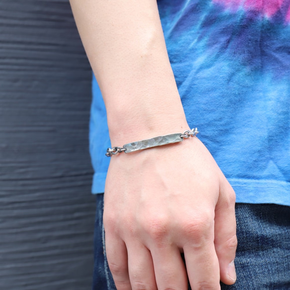 -特集掲載- ◆錫 (スズ) × silver ブレスレット【 ID Chain Bracelet -AZUKI- 】 11枚目の画像