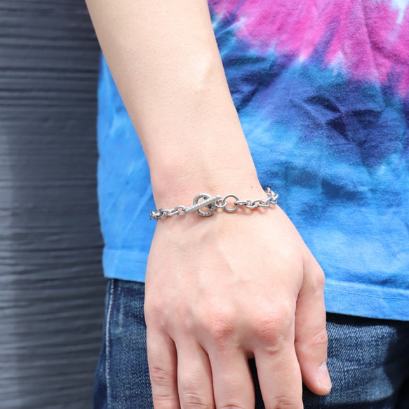 -特集掲載- ◆錫 (スズ) × silver ブレスレット【 ID Chain Bracelet -AZUKI- 】 12枚目の画像