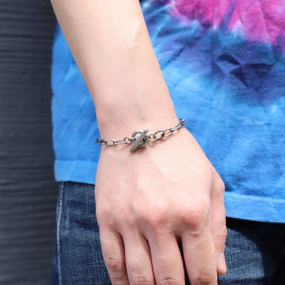 ◆錫 (スズ) × silver ブレスレット【 ID Chain Bracelet -KOBAN- 】刻印 名入れ 12枚目の画像