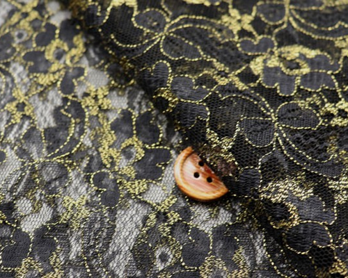 kimonotarou様 黒と金の花柄レース生地 レース 生地 国産 5デザイン 全7種 □ 花柄 ドット ゴールドラメ