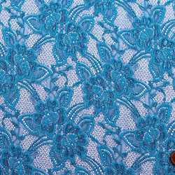 ラメ・ラッセルレース生地　ターコイズ　（約140ｃｍ×約50ｃｍ）　【ハンドメイドのための小さな布】　la736 3枚目の画像