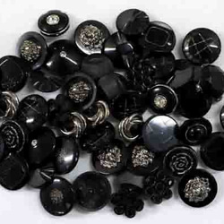 メーカー廃番品　ヴィンテージ　アンティークボタン　ブラック系（小）５　（13～15ｍｍ計４８個）bt14-5 1枚目の画像