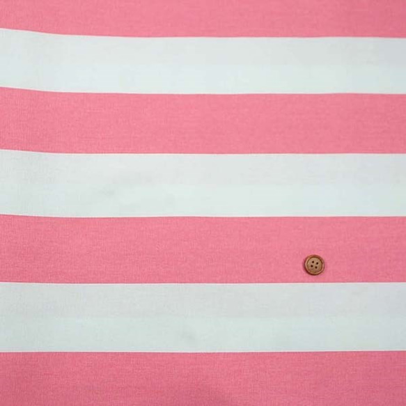 ルシアンのコットンスタイル　１０番オックスフォードプリント生地　７ｃｍボーダー　ピンク　0504-47 1枚目の画像