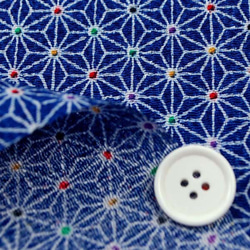 レーヨンちりめん　日本の伝統柄　麻の葉　紺色 　【ハンドメイドのための小さな布】　0643-56 3枚目の画像