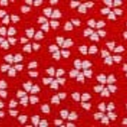 レーヨンちりめん　日本の伝統柄　桜　赤色 　【ハンドメイドのための小さな布】　0643-60 1枚目の画像