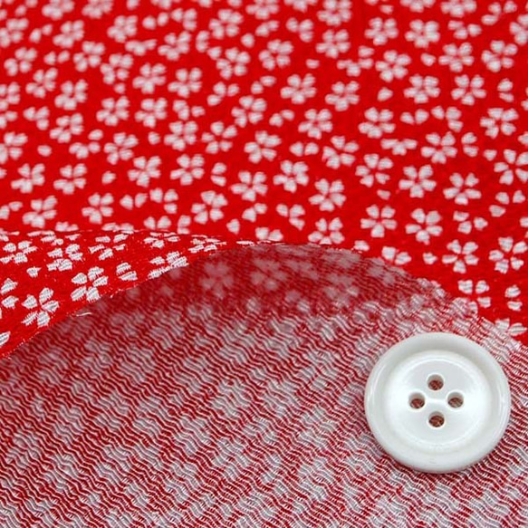レーヨンちりめん　日本の伝統柄　桜　赤色 　【ハンドメイドのための小さな布】　0643-60 3枚目の画像