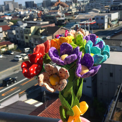 布でできたイチゴの花 4枚目の画像