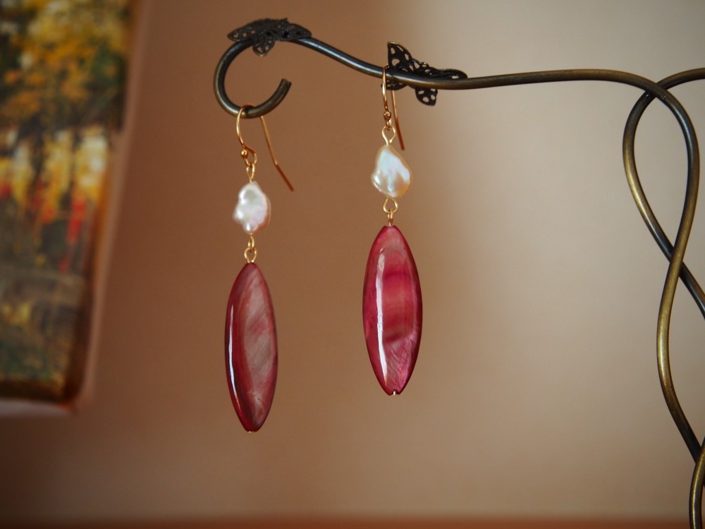 ＊ピンクシェルのピアス＊