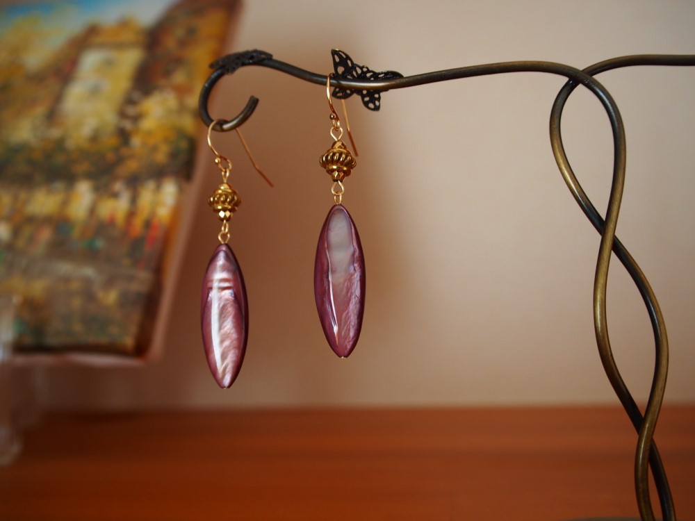 ＊パープルシェルのピアス＊