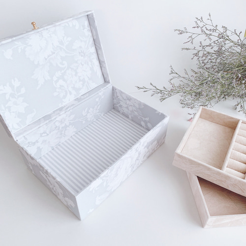 オーダー制作品】❤︎大切な方への贈り物に~ジュエリーボックス~グレー