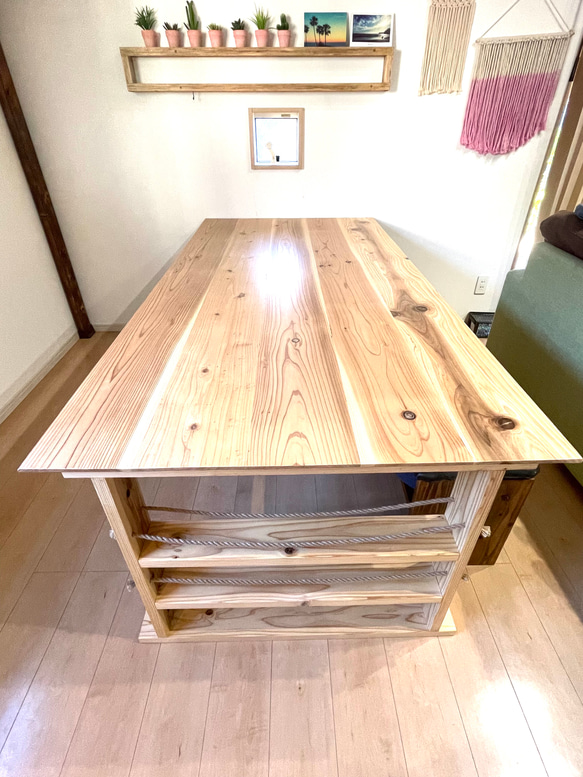 引き出し付き 巨大ダイニングテーブル カフェ オーダー可能 カウンター