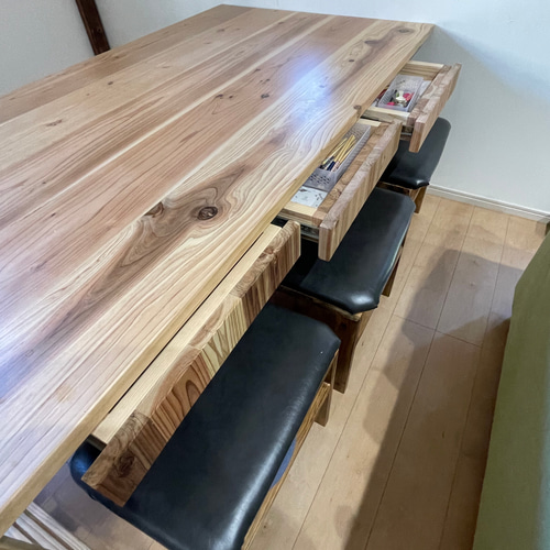 引き出し付き 巨大ダイニングテーブル カフェ オーダー可能 カウンター