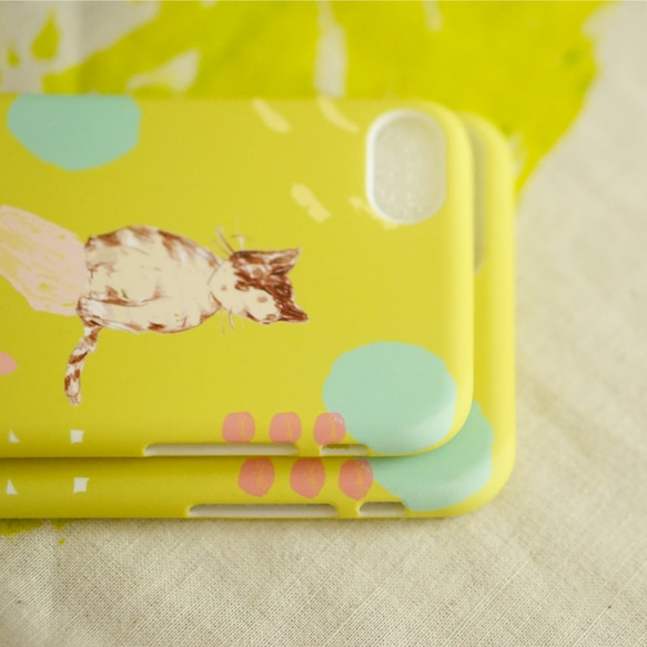 街貓日記手機殼：餅乾虎斑小貓-黃綠 iphone全系列＆各種型號訂製 第3張的照片