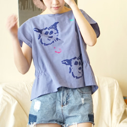 半袖シャツの子犬紫バージョン:) 2枚目の画像
