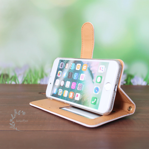 iPhoneケース＊ミラー付オプション有】オーナメントべージュ