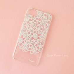 【名入れ可ハードケース】Clear Flower Lace ＊ iPhone・Android スマホケースほぼ全機種対応 2枚目の画像