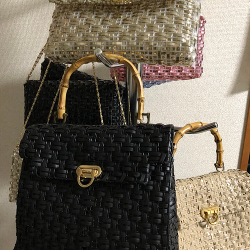 カデナバッグ　ハンドバッグ　ラメルヘンテープ　ラメルヘンテープ　バッグ ラ メルヘン·テープ キラキラ編みバッグ 受注製作 送料含 その他