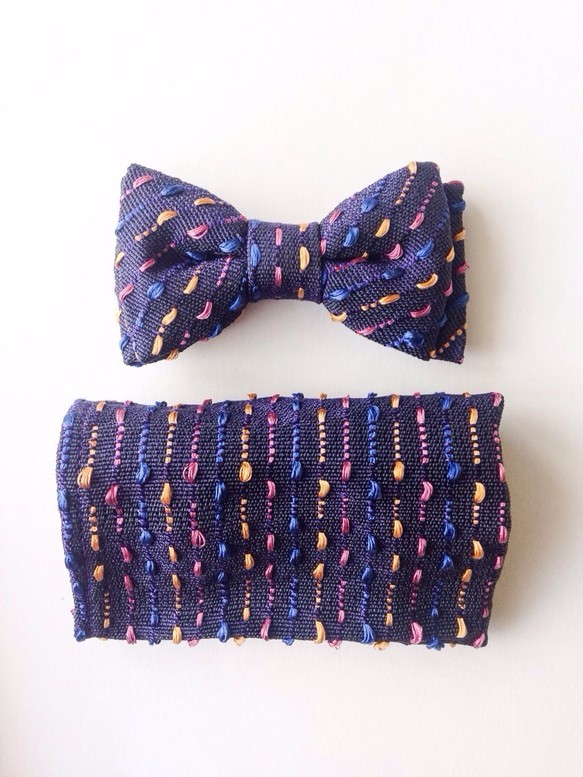 ポケットチーフ　SASHIKO-紫 3枚目の画像