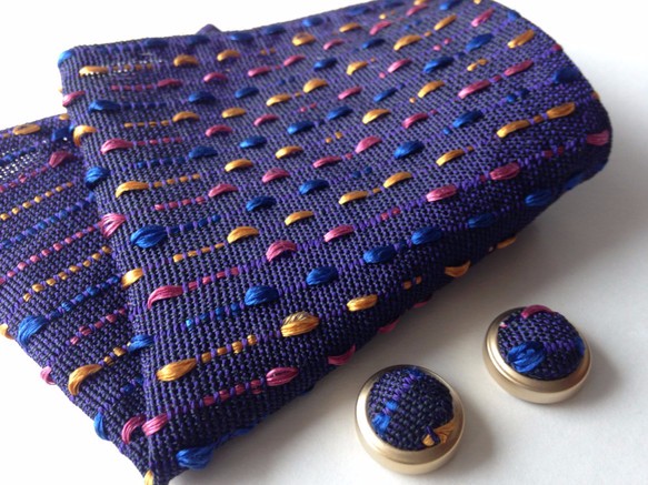 ポケットチーフ　SASHIKO-紫 4枚目の画像