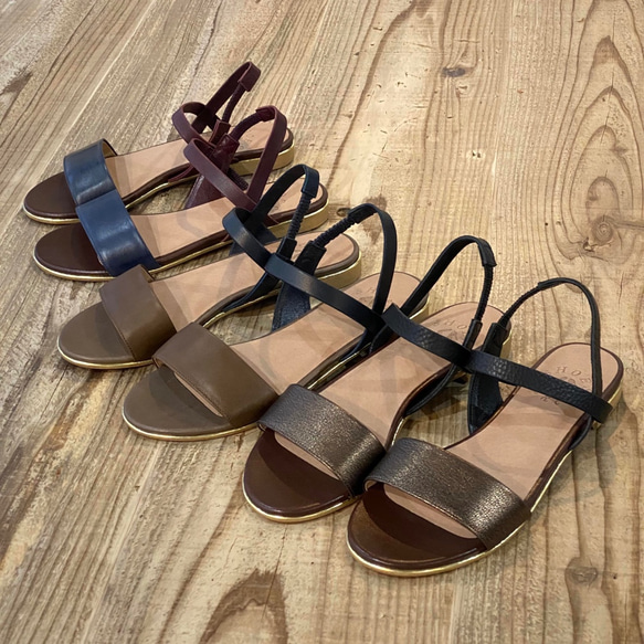 ツインベルトフラットサンダル（受注生産) 2枚目の画像