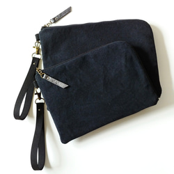 Half zipper clutch bag（M）103.5 ✴母子手帳ケース/通帳ケース/お薬手帳ケース/パスポート 6枚目の画像