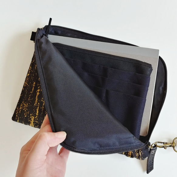 Half zipper clutch bag（M）025.5 ✴母子手帳ケース/通帳ケース/お薬手帳ケース/パスポート 4枚目の画像