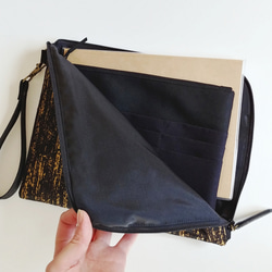 Half zipper clutch bag（L）025✴母子手帳ケース/通帳ケース/お薬手帳ケース/パスポートケース 4枚目の画像