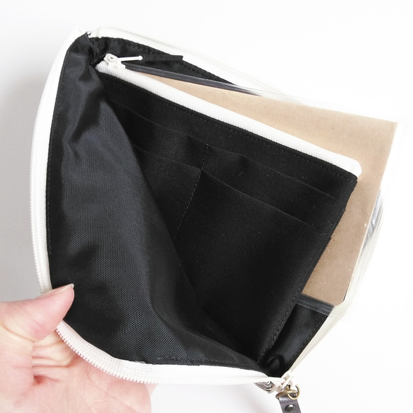 【mini】Half zipper clutch bag ✴母子手帳/通帳ケース/お薬手帳ケース/パスポートケース 4枚目の画像