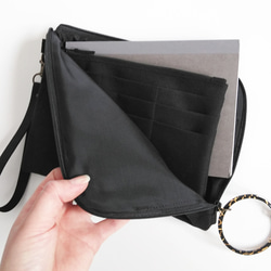 Half zipper clutch bag（M）102.5 ✴母子手帳ケース/通帳ケース/お薬手帳ケース/パスポート 4枚目の画像