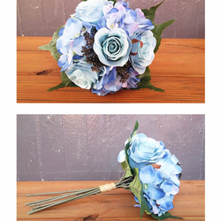 バラとアジサイの花のブーケ / イミテーションフラワー / フラワーデコレーション 6枚目の画像