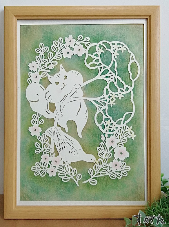 原画】「鳩とリス」パステル白切り絵 B4 切り絵 すがた 通販 8418761