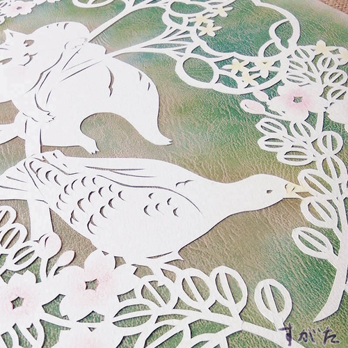 原画】「鳩とリス」パステル白切り絵 B4 切り絵 すがた 通販