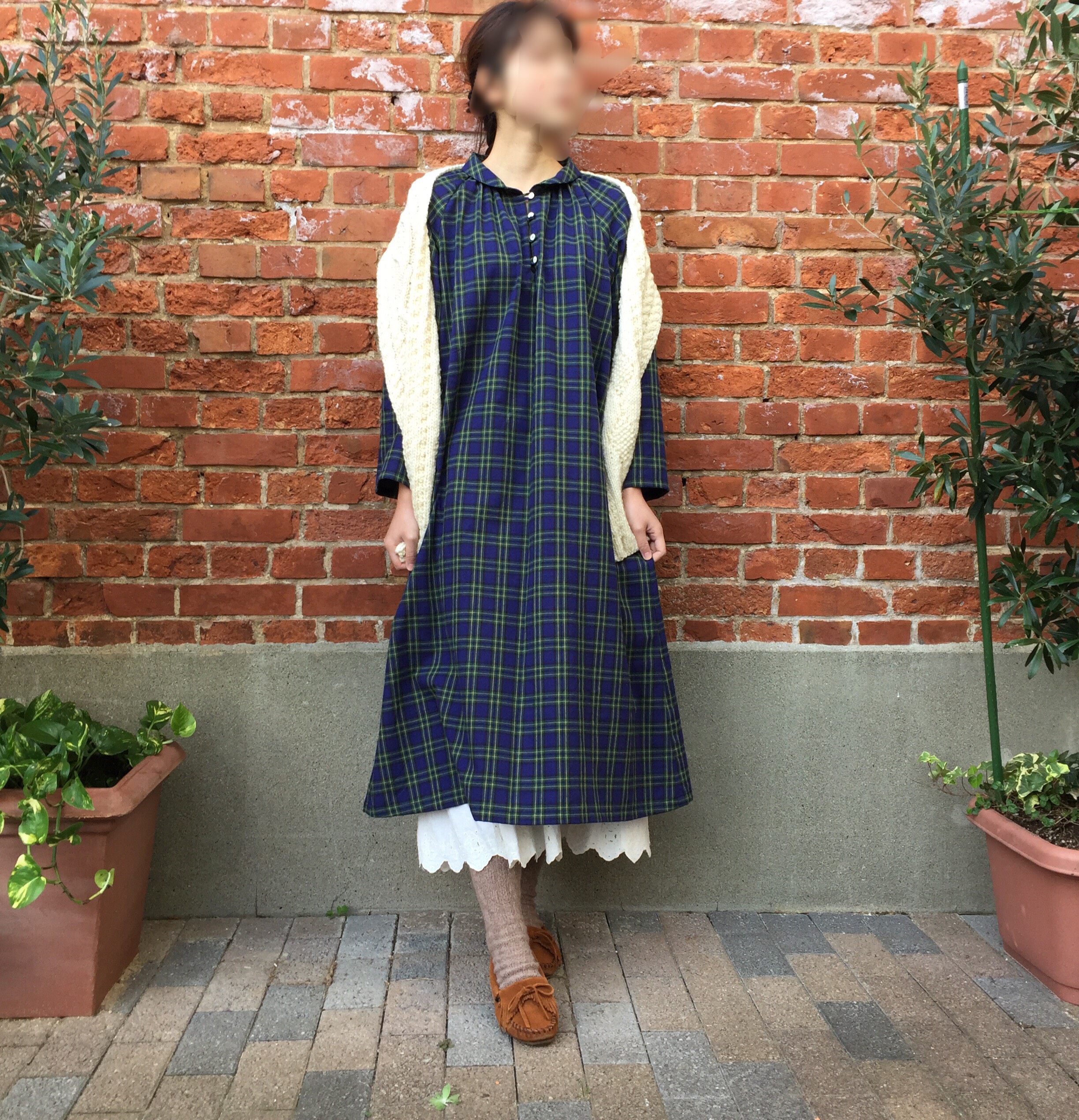 受注（再）柔らか微起毛コットン・ショールカラー・ワンピース