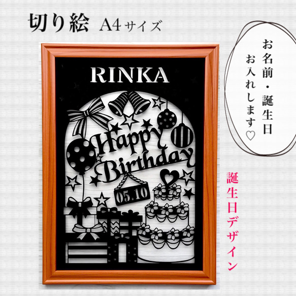 切り絵 オーダー 誕生日プレゼントバースデープレゼント 名入れ 