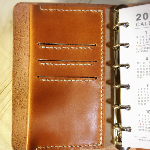 システム手帳カバーミニ6穴 キャメル 手帳カバー ＠Bee 