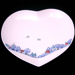 風景図碗皿（ハート型） 2枚目の画像